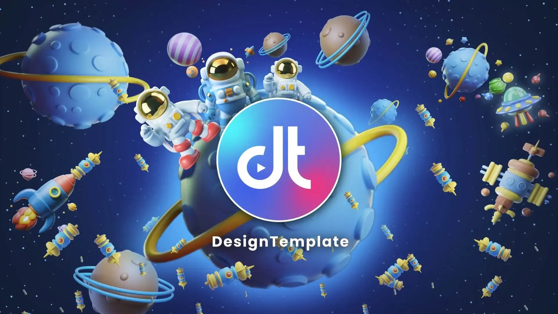 Cosmic 3D Cartoon Element Logo Reveal
